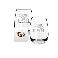 The Memory Company LSU Tigers 15oz. Stemless Wine Glass & Coaster Set