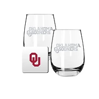 The Memory Company Oklahoma Sooners 15oz. Stemless Wine Glass & Coaster Set