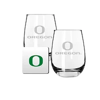 The Memory Company Oregon Ducks 15oz. Stemless Wine Glass & Coaster Set
