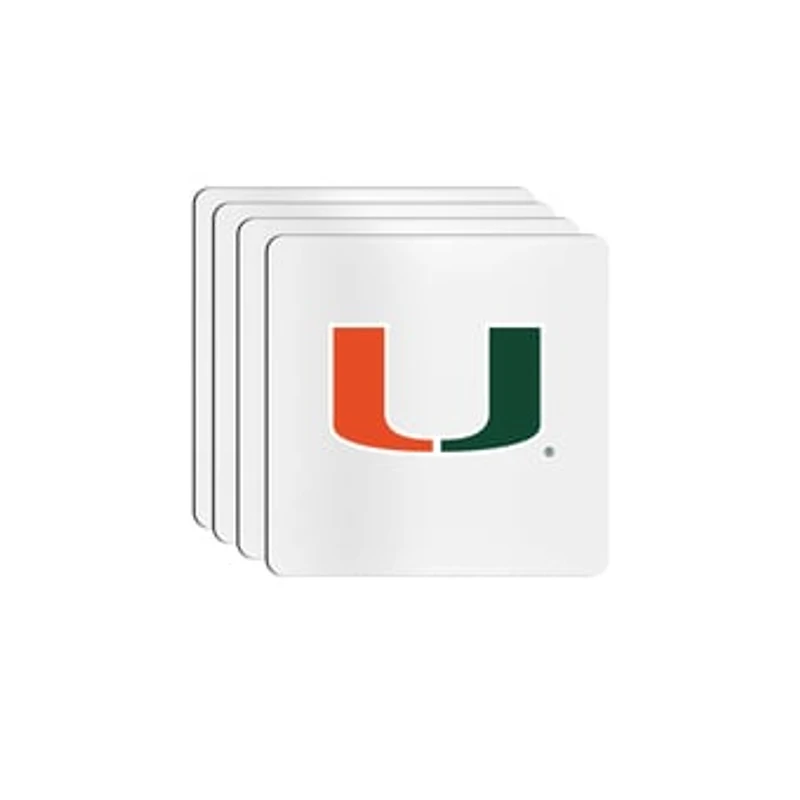 The Memory Company Miami Hurricanes Square Ceramic Coaster Set