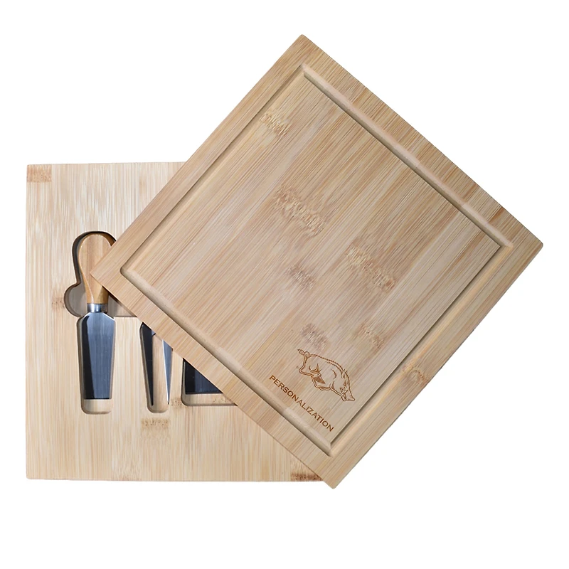 Arkansas Razorbacks Customized Bamboo Cutting Board with Utensils