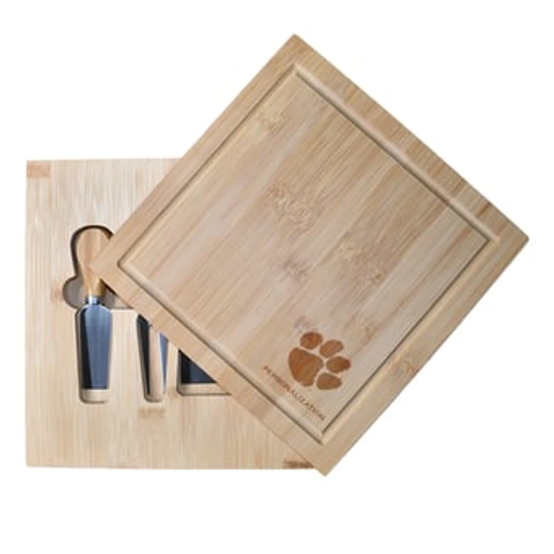 Clemson Tigers Customized Bamboo Cutting Board with Utensils