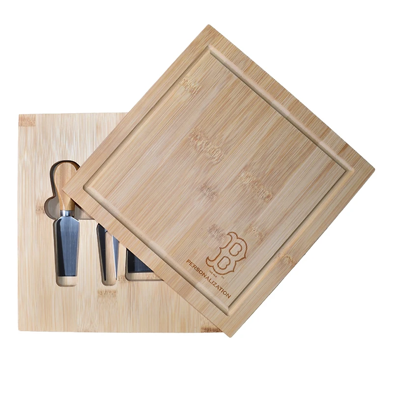 Boston Red Sox Customized Bamboo Cutting Board with Utensils