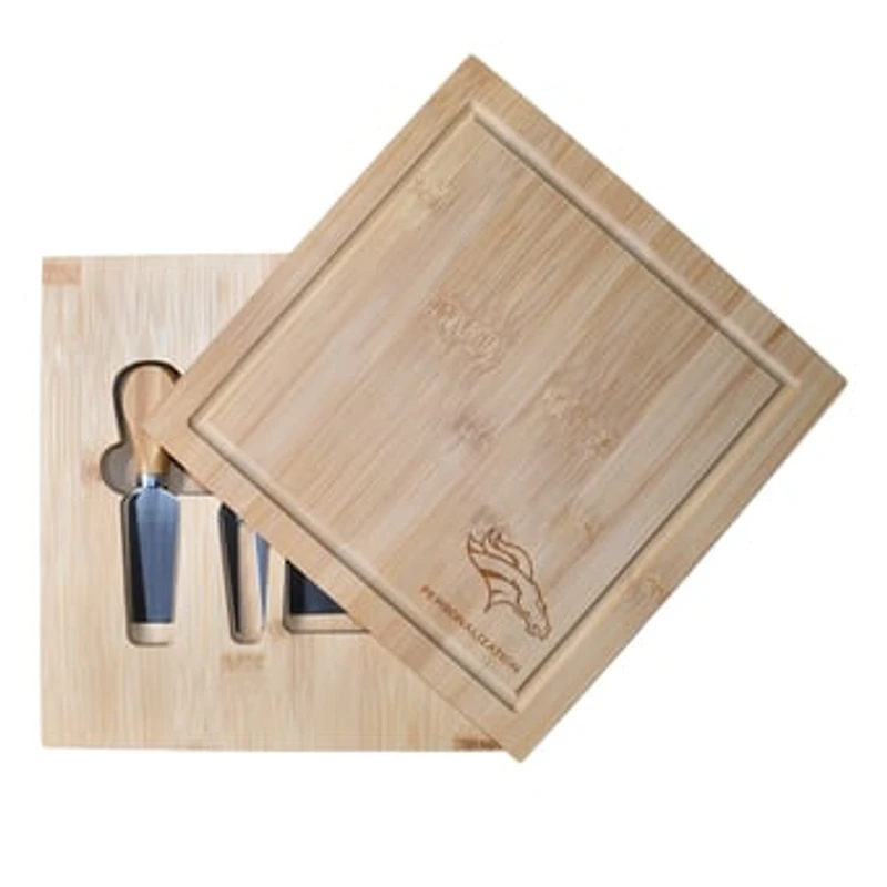 Denver Broncos Customized Bamboo Cutting Board with Utensils