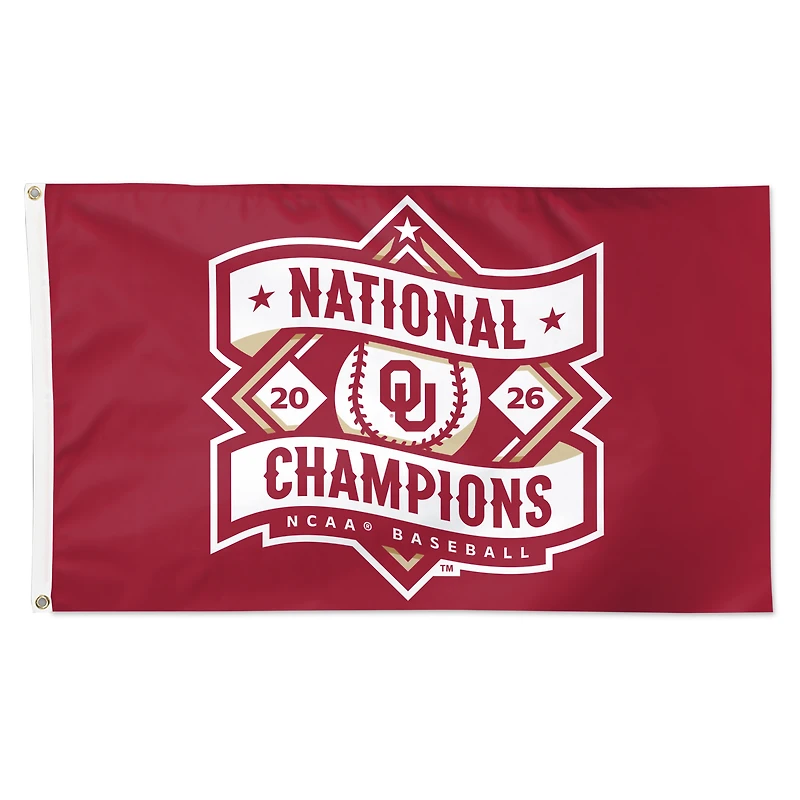 WinCraft Oklahoma Sooners 2026 NCAA Baseball Men's College World Series Champions 3' x 5' Single-Sided Deluxe Flag