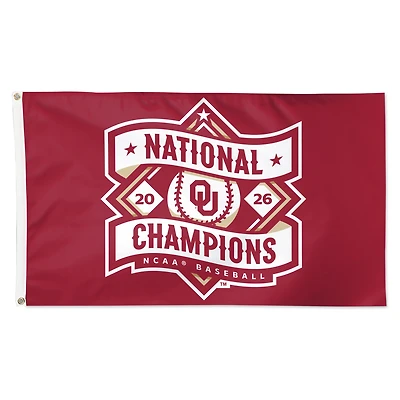 WinCraft Oklahoma Sooners 2026 NCAA Baseball Men's College World Series Champions 3' x 5' Single-Sided Deluxe Flag