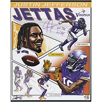 Justin Jefferson Minnesota Vikings Autographed 16" x 20" Photo Print with "Hit The Griddy" Inscription - Art by Brian Kong - Limited Edition of 10