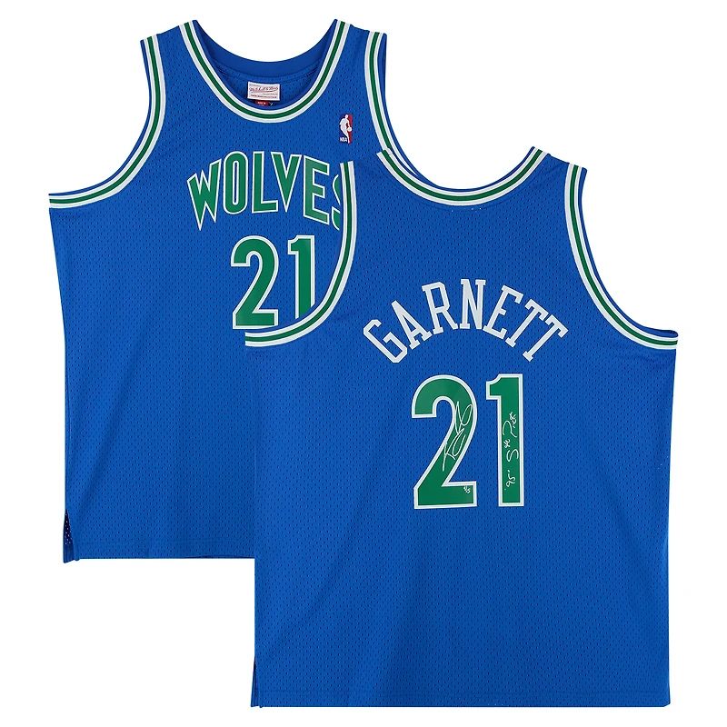 Kevin Garnett Minnesota Timberwolves Autographed Mitchell & Ness Blue 1995-96 Swingman Jersey with "'95 5th Pick" Inscription - Limited Edition of 5