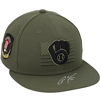 Christian Yelich Milwaukee Brewers Autographed Player-Issued Green Cap from the 2023 MLB Season