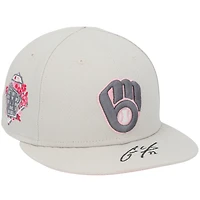 Christian Yelich Milwaukee Brewers Autographed Player-Issued Tan Cap from the 2023 MLB Season