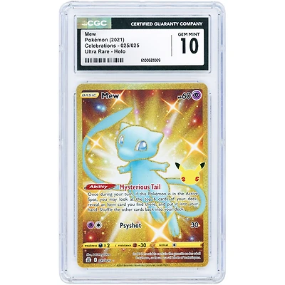Mew 2021 Pokemon Celebrations Secret Rare #25 CGC Authenticated 10 Card