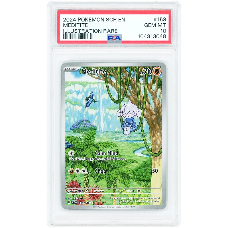 Meditite 2024 Pokemon Stellar Crown Illustration Rare #153 PSA Authenticated 10 Card