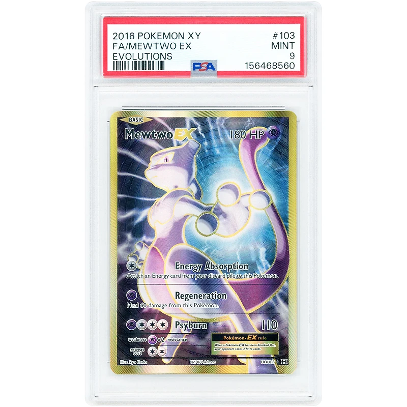 Mewtwo EX 2016 Pokemon Evolutions Ultra Rare #103 PSA Authenticated 9 Card