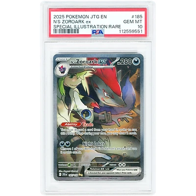 N's Zoroark EX 2025 Pokemon Journey Together Special Illustration Rare #185 PSA Authenticated 10 Card