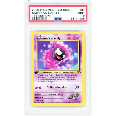 Sabrina's Gastly 2000 Pokemon Gym Challenge 1st Edition #97 PSA Authenticated 9 Card