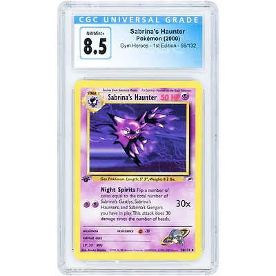Sabrina's Haunter 2000 Pokemon Gym Heroes 1st Edition #58 CGC Authenticated 8.5 Card
