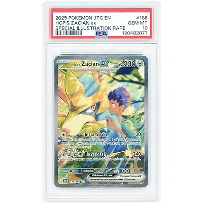 Hop's Zacian EX 2025 Pokemon Journey Together Special Illustration Rare #186 PSA Authenticated 10 Card