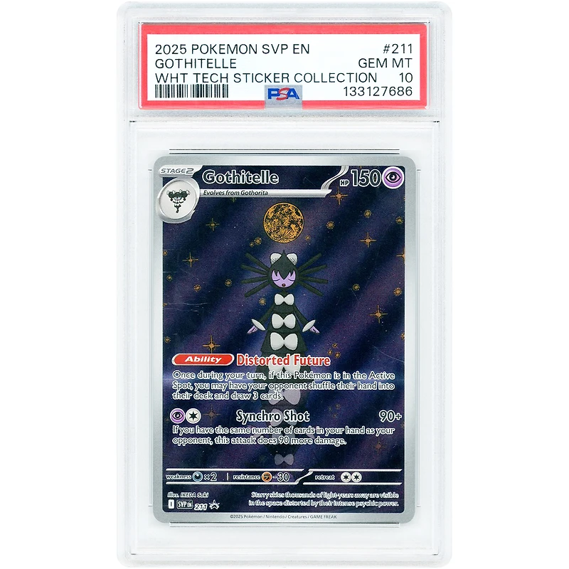 Gothitelle 2025 Pokemon Scarlet & Violet Promo White Flare Tech Sticker Promo #211 PSA Authenticated 10 Card