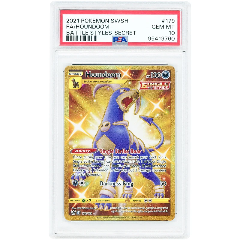 Houndoom 2021 Pokemon Battle Styles Secret Rare #179 PSA Authenticated 10 Card