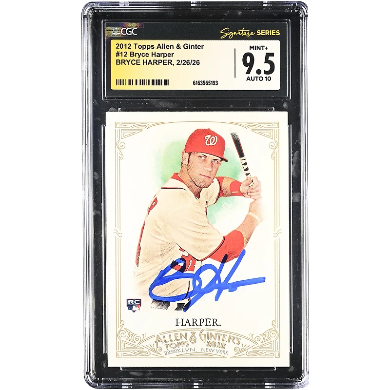 Bryce Harper Washington Nationals Autographed 2012 Topps Allen & Ginter #12 CGC Authenticated /10 Rookie Card