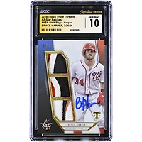 Bryce Harper Washington Nationals Autographed 2018 Topps Triple Threads All-Star Patches Relic #ASP-BHA #9/9 CGC Authenticated GEM MINT 10 Card