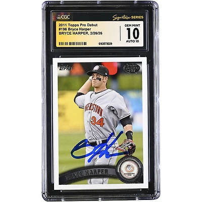 Bryce Harper Washington Nationals Autographed 2011 Topps Chrome #196 CGC Authenticated 10/10 Rookie Card