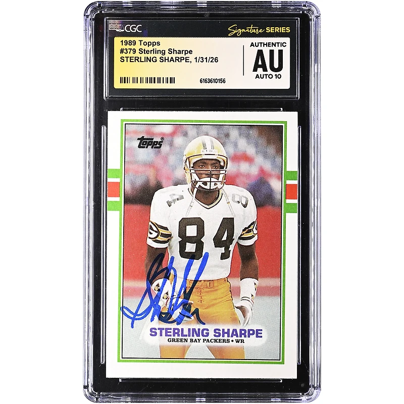 Sterling Sharpe Green Bay Packers Autographed 1989 Topps #379 CGC Authenticated Auto 10 Rookie Card