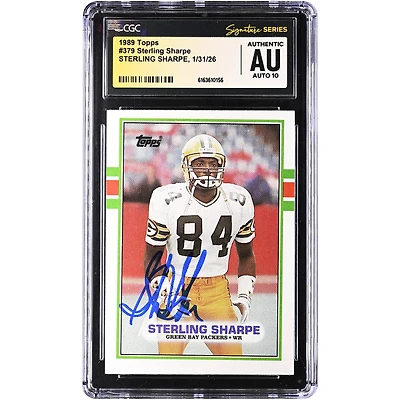 Sterling Sharpe Green Bay Packers Autographed 1989 Topps #379 CGC Authenticated Auto 10 Rookie Card