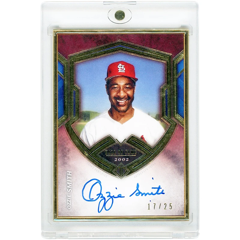 Ozzie Smith St. Louis Cardinals Autographed 2020 Topps Transcendent Gold Framed HOF #THOF-OS #17/25 Card