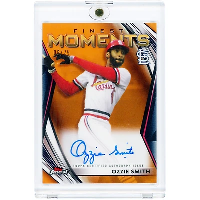 Ozzie Smith St. Louis Cardinals Autographed 2021 Topps Finest Moments Orange Refractor #FMA-OS #6/25 Card