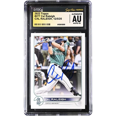 Cal Raleigh Seattle Mariners Autographed 2022 Topps #277 CGC Authenticated Auto 10 Rookie Card
