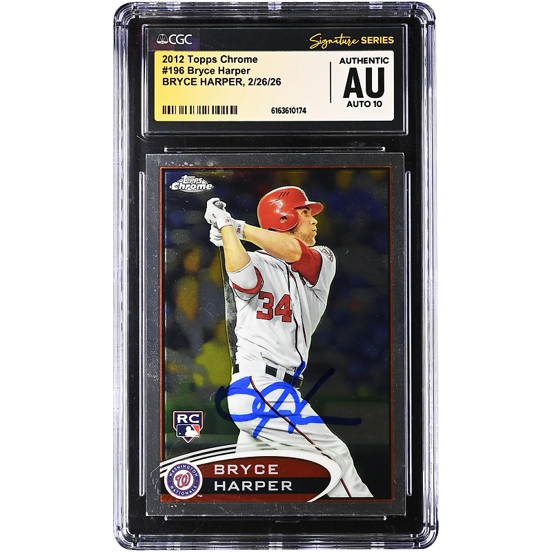 Bryce Harper Washington Nationals Autographed 2012 Topps Chrome #196 CGC Authenticated Auto 10 Rookie Card