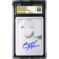 Bryce Harper Washington Nationals Autographed 2018 Topps Gallery Black Printing Plate #35 #1/1 CGC Authenticated Auto 10 Card