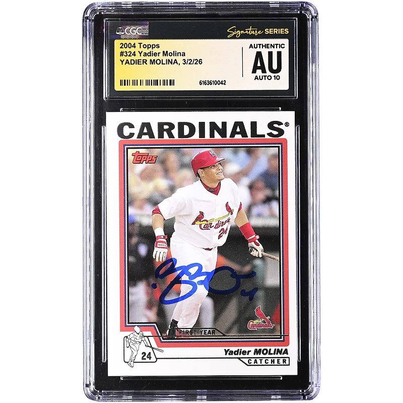 Yadier Molina St. Louis Cardinals Autographed 2004 Topps #324 CGC Authenticated Auto 10 Rookie Card