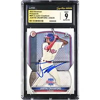 Justin Crawford Philadelphia Phillies Autographed 2023 Bowman Prospects #BP-3 CGC Authenticated /10 Card