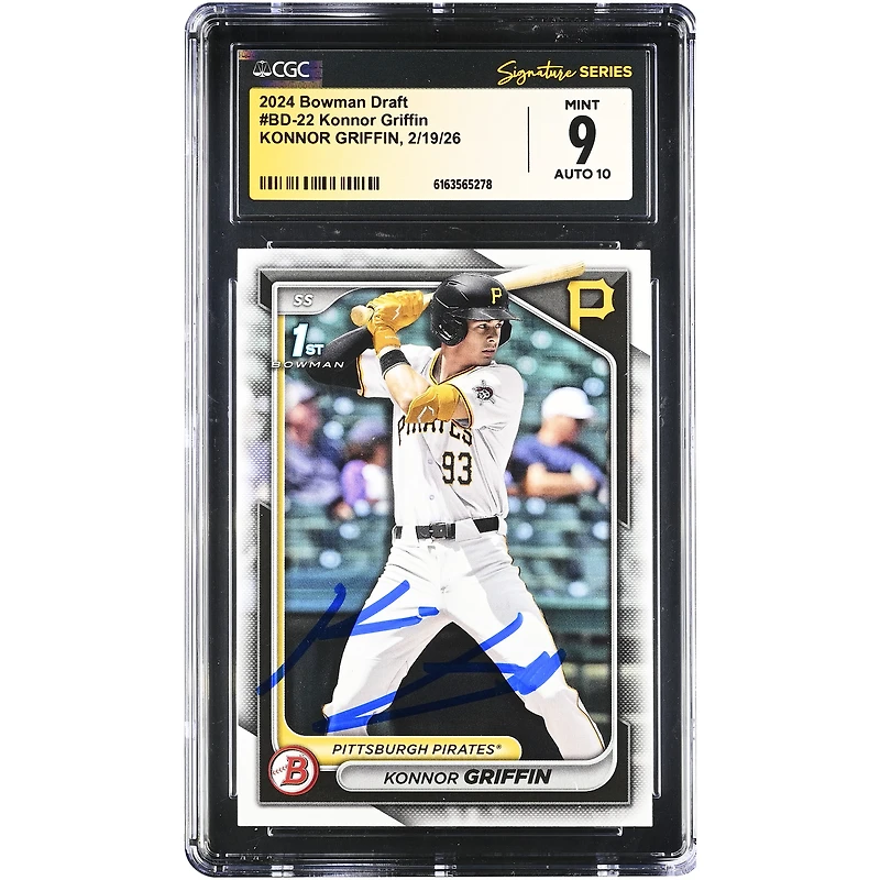 Konnor Griffin Pittsburgh Pirates Autographed 2024 Bowman Draft #BD-22 CGC Authenticated /10 Card
