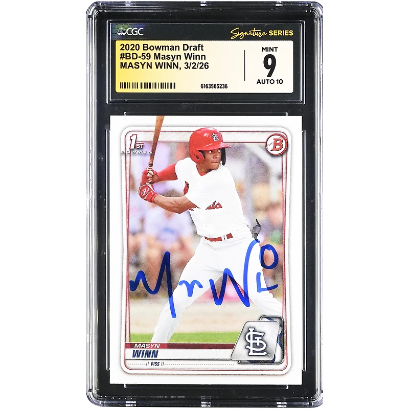 Masyn Winn St. Louis Cardinals Autographed 2020 Bowman Draft #BD-59 CGC Authenticated /10 Card