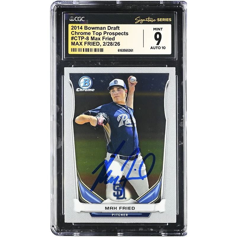 Max Fried San Diego Padres Autographed 2014 Bowman Draft Chrome Top Prospects #CTP-8 CGC Authenticated 9/10 Card