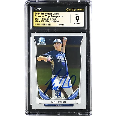 Max Fried San Diego Padres Autographed 2014 Bowman Draft Chrome Top Prospects #CTP-8 CGC Authenticated 9/10 Card