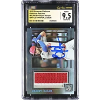 Bryce Harper Philadelphia Phillies Autographed 2020 Bowman Platinum Patches Relic #PLPR-BH CGC Authenticated 9.5/10 Card