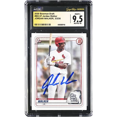 Jordan Walker St. Louis Cardinals Autographed 2020 Bowman Draft #BD-57 CGC Authenticated 9.5/10 Card