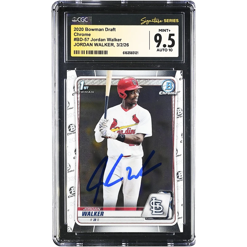 Jordan Walker St. Louis Cardinals Autographed 2020 Bowman Draft Chrome #BD-57 CGC Authenticated /10 Card