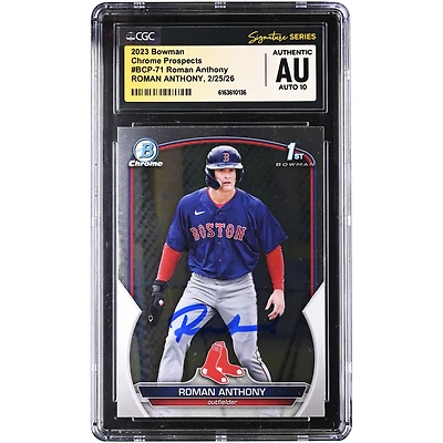 Roman Anthony Boston Red Sox Autographed 2023 Bowman Chrome Prospects #BCP-71 CGC Authenticated Auto 10 Card
