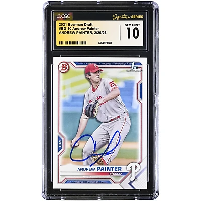 Andrew Painter Philadelphia Phillies Autographed 2021 Bowman Draft #BD-10 CGC Authenticated GEM MINT 10 Card