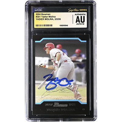 Yadier Molina St. Louis Cardinals Autographed 2004 Bowman #301 CGC Authenticated Auto 10 Rookie Card