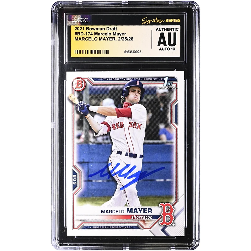 Marcelo Mayer Boston Red Sox Autographed 2021 Bowman Draft #BD-174 CGC Authenticated Auto 10 Card