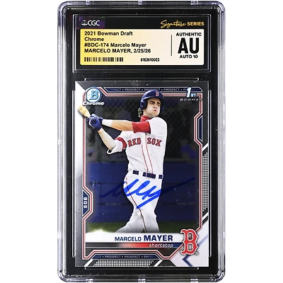 Marcelo Mayer Boston Red Sox Autographed 2021 Bowman Draft Chrome #BDC-174 CGC Authenticated Auto 10 Card