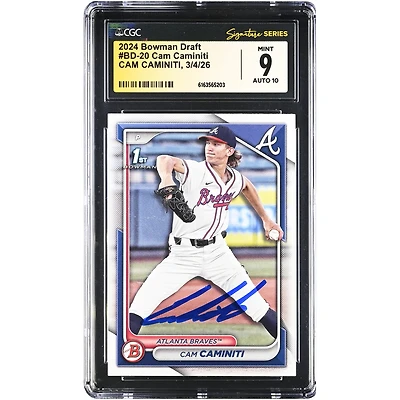 Cam Caminiti Atlanta Braves Autographed 2024 Bowman Draft #BD-20 CGC Authenticated /10 Card