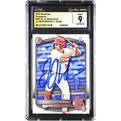 JJ Wetherholt St. Louis Cardinals Autographed 2025 Bowman Prospects #BP-22 CGC Authenticated /10 Card