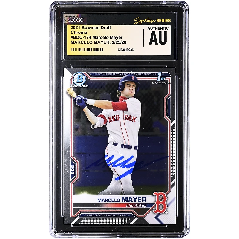 Marcelo Mayer Boston Red Sox Autographed 2021 Bowman Draft Chrome #BDC-174 CGC Authenticated / Card